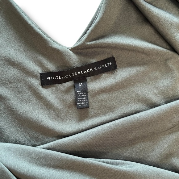 White House Black Market Sage Green Jersey Matte Sleeveless Fit & Flare Dress M - Picture 6 of 7